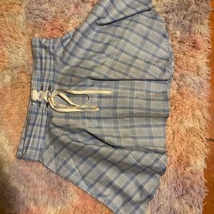 Blue plaid skirt